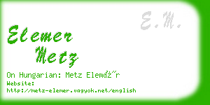elemer metz business card